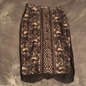 Black and nude lace pencil skirt size small